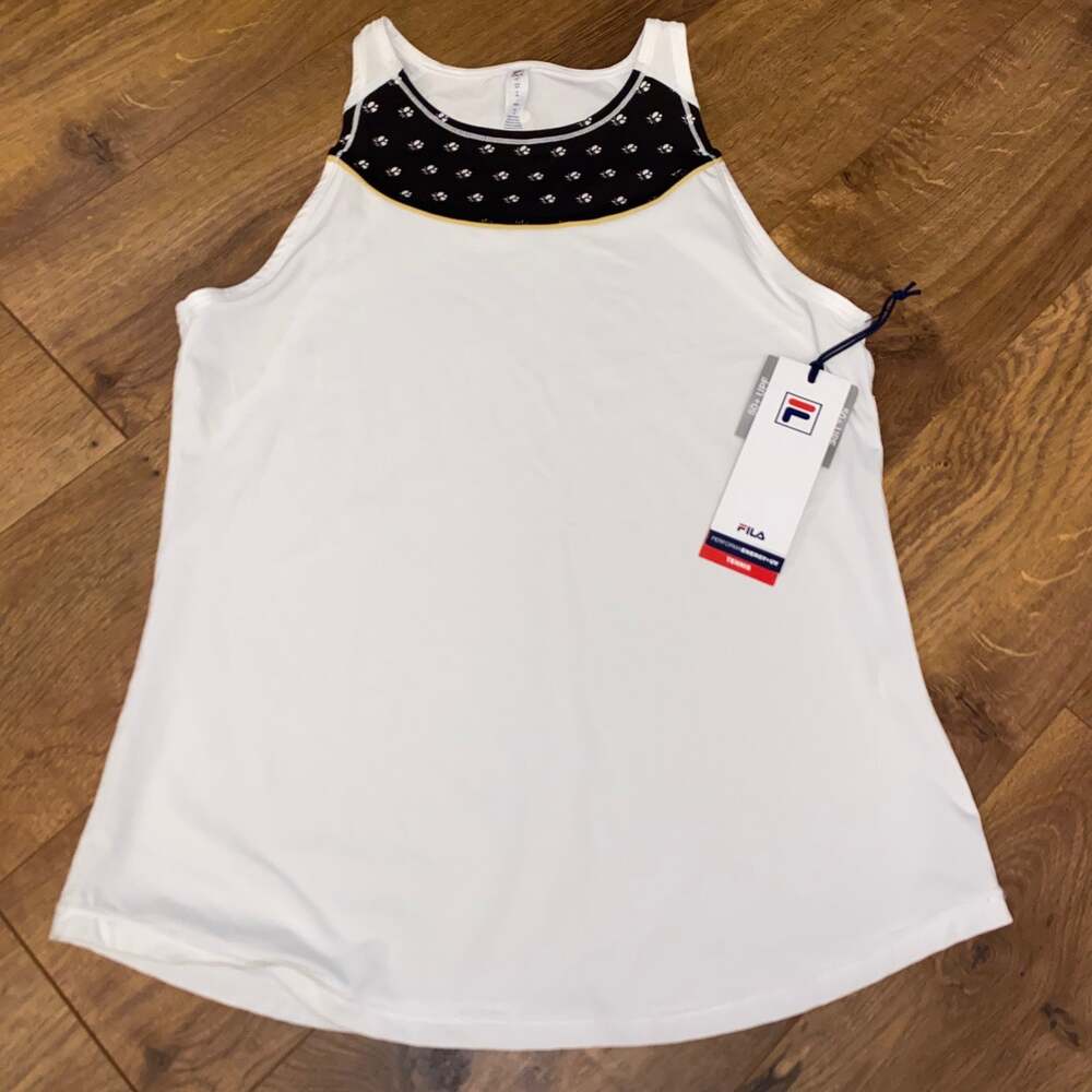 FILA FULL‎ COVERAGE TANK Small White SLEEVELESS TOP